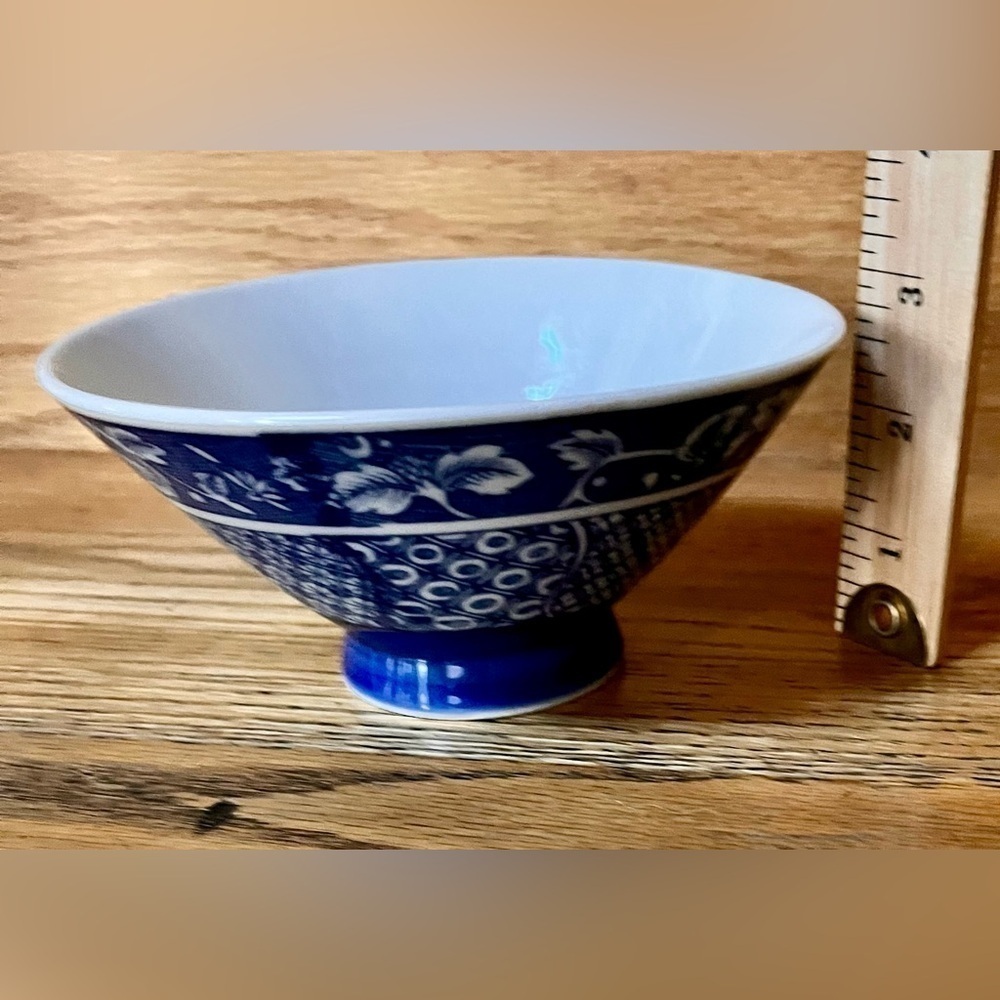 VTG Ardco Dallas Japan Blue & White Porcelain Footed Rice Bowl Chinoiserie Decor - Picture 10 of 11
